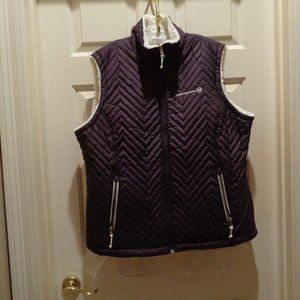 XL vest by Free Country in eggplant with fleece lining, polyester fill, zip